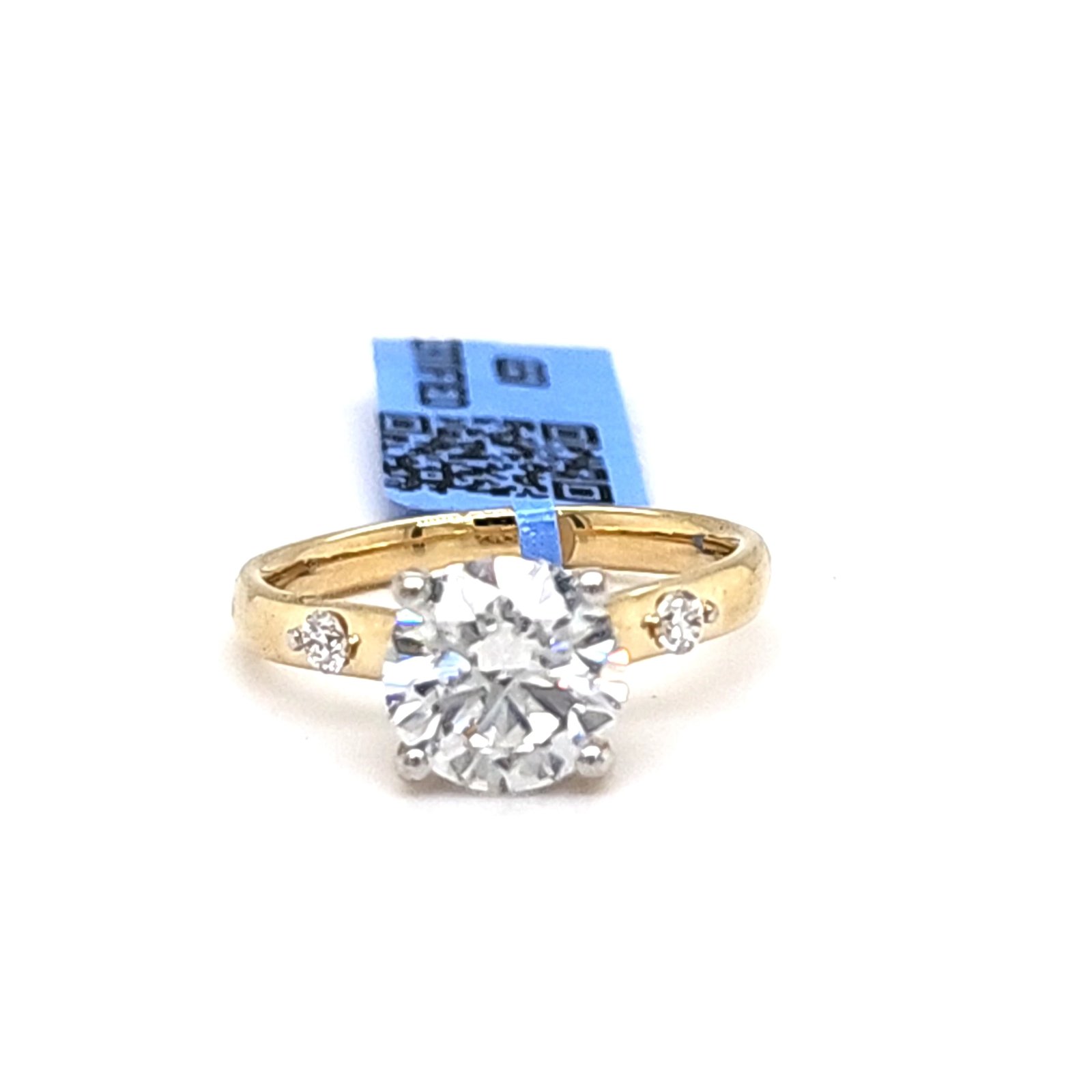 LG - 14K 2.41CT D-RING LDS RDS MICRO PRONG CNTR 2.07CT CERTIFIED